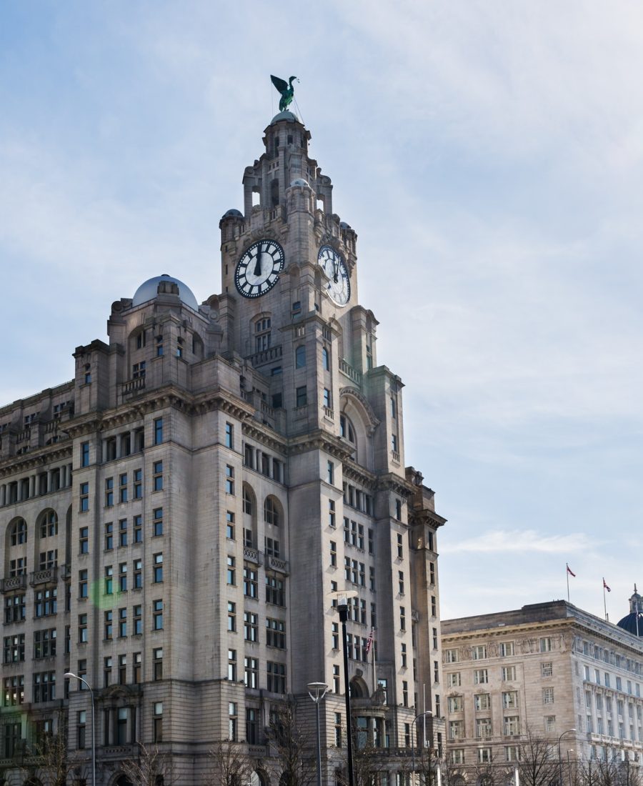 Beautiful sunny day in Liverpool, UK, different views of the cit